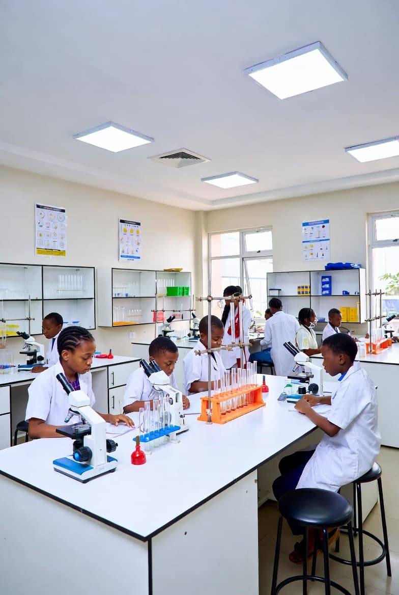 Students in science laboratory