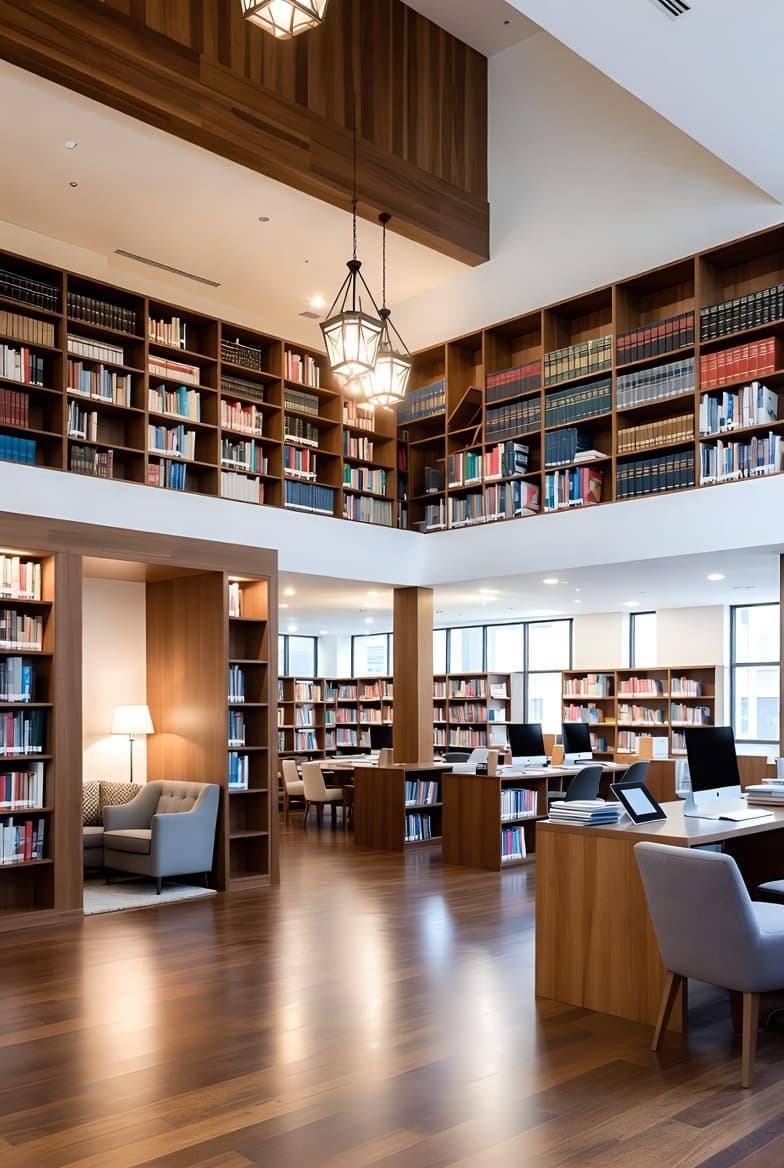 Students reading in the library
